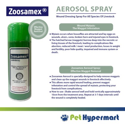 Zoosamex (Aerosol) Wound Dressing Spray For Animals/Pets 375ml (WITH BUBBLE WRAP)