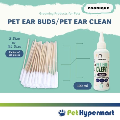 Zoonique Grooming Pet Ear Clean 100 ml / Pet Ear Buds Zoonique Grooming Pet Ear Clean 100 ml / Pet Ear Buds