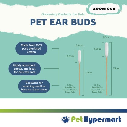 Zoonique Grooming Pet Ear Clean 100 ml / Pet Ear Buds Zoonique Grooming Pet Ear Clean 100 ml / Pet Ear Buds