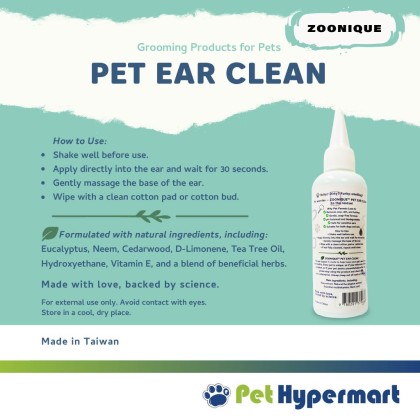Zoonique Grooming Pet Ear Clean 100 ml / Pet Ear Buds Zoonique Grooming Pet Ear Clean 100 ml / Pet Ear Buds