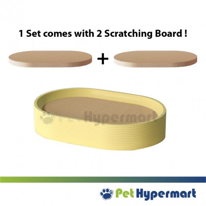 Plastic Cat Bed With Scratcher board - Oval Shape