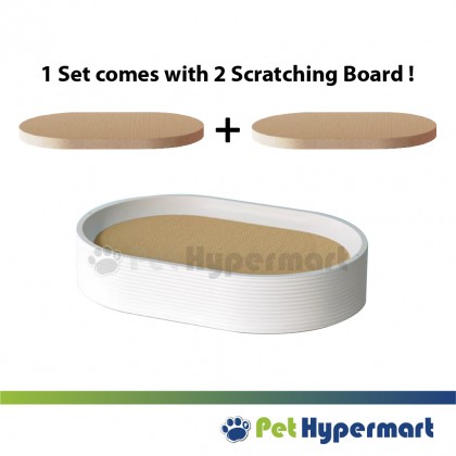 Plastic Cat Bed With Scratcher board - Oval Shape