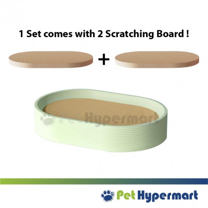 Plastic Cat Bed With Scratcher board - Oval Shape
