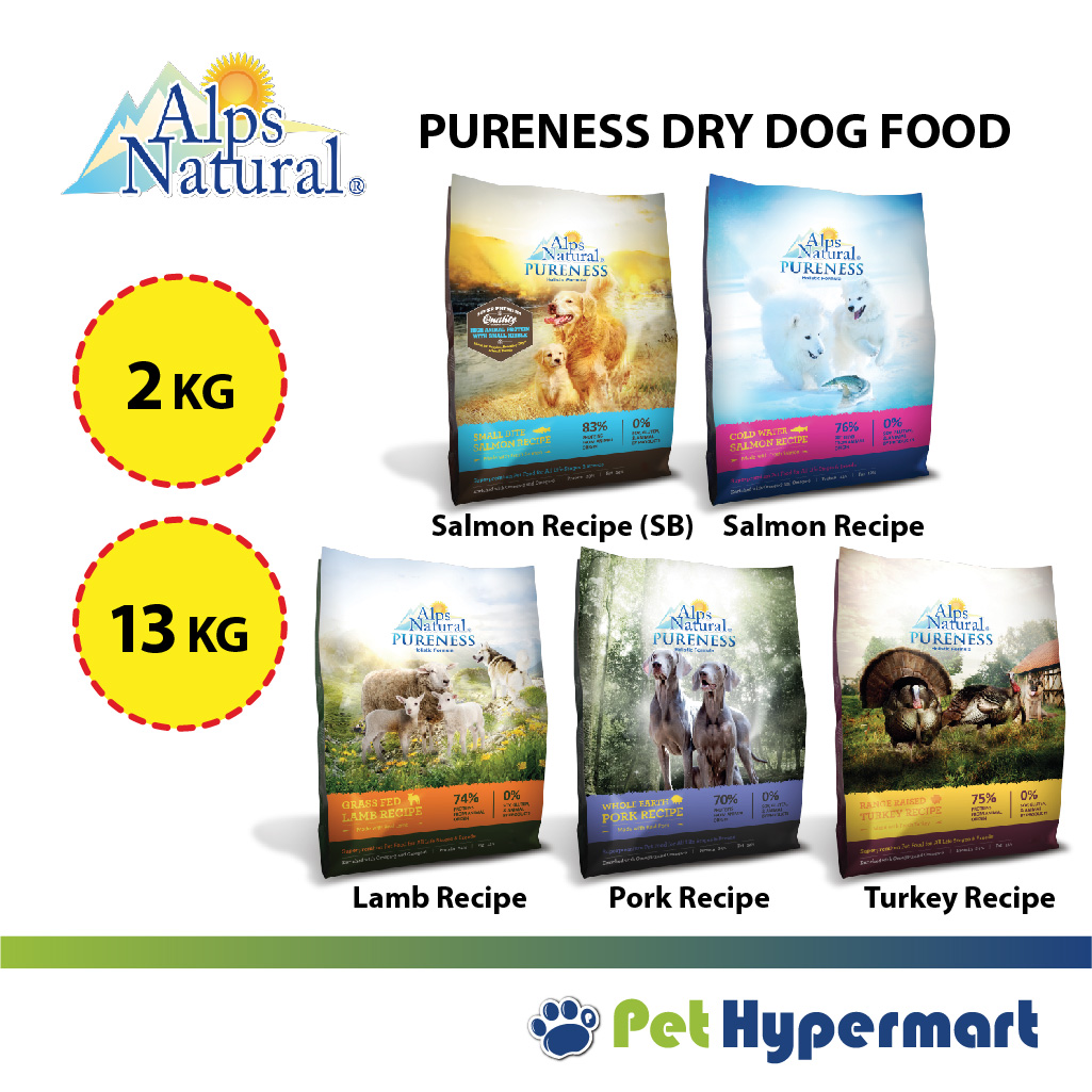Alps Natural Pureness Dog Food Salmon Turkey Lamb Pork 2kg & 13 kg
